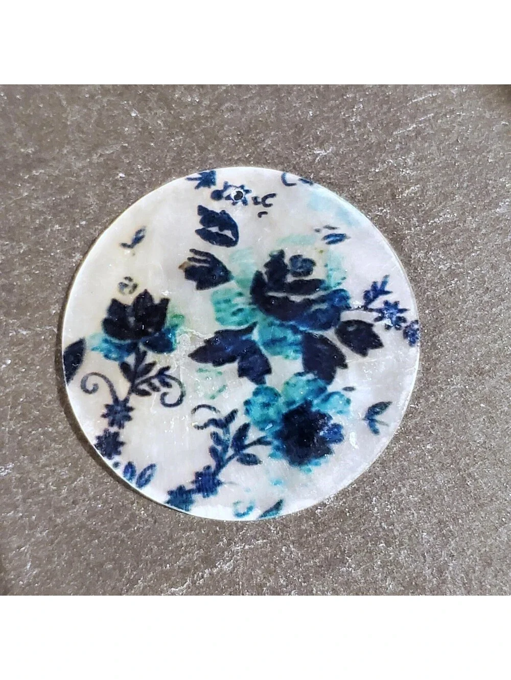 Black & Blue Roses 50mm Capiz Shell Pendant Focal Bead